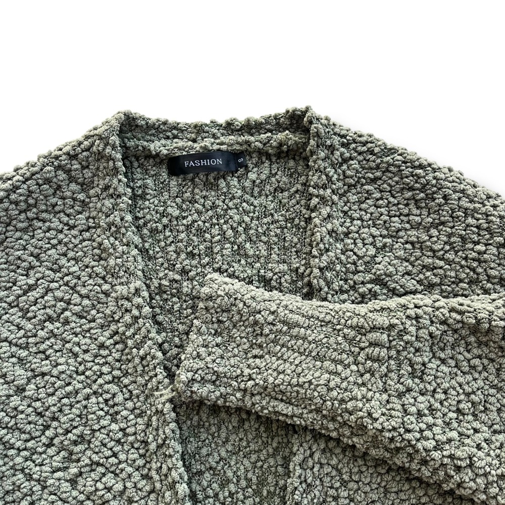 Fashion Women S Sage Green Popcorn Knit Pockets Open Front Sweater Cardigan Boho